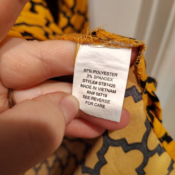 Notations Women's Yellow & Black Geometric Print Button Down Shirt Sz 2X Career - Picture 5 of 7